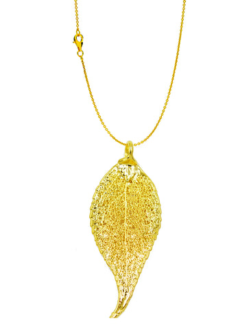 Real Leaf PENDANT with Chain EVERGREEN in 24K Yellow Gold Genuine Leaf Necklace