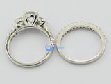 2.3ct Round Cut Three Stone Solitaire Engagement Wedding Rings Set Silver CZ