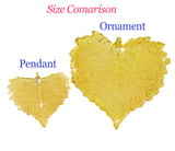 Real Leaf Christmas ORNAMENT COTTONWOOD 3" Dipped in 24K Yellow Gold