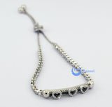 Contemporary Modern Bracelet HEARTS with Moving Hearts Sterling Silver CZ