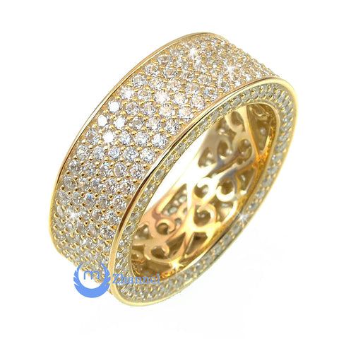 Wedding ETERNITY RING 7mm Band Pave Set Signity CZ 24K Gold over Sterling Silver