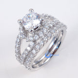 1.25ct Engagement Wedding Set 2 RINGS Signity CZ Pave/Prong Set Sterling Silver