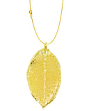 Real Leaf PENDANT with Chain ROSE Genuine LEAF in 24K Yellow Gold Necklace