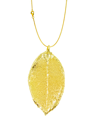 Real Leaf PENDANT with Chain ROSE Genuine LEAF in 24K Yellow Gold Necklace
