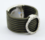Contemporary Spiral O Circle Black Fashion Ring YOLANDA Sterling Silver CZ