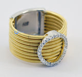 Contemporary Spiral O Circle Gold Fashion Ring YOLANDA Sterling Silver CZ