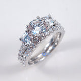 2.3ct Round Cut Three Stone Solitaire Engagement Wedding Rings Set Silver CZ