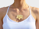 Real Leaf PENDANT Sugar Maple in 24k Yellow gold