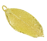 Real Leaf PENDANT with Chain ROSE Genuine LEAF in 24K Yellow Gold Necklace
