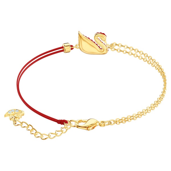 Swarovski Iconic Swan Bracelet Swan, Red, Gold-tone plated