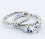 2.3ct Round Cut Three Stone Solitaire Engagement Wedding Rings Set Silver CZ