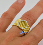 Contemporary Spiral O Circle Gold Fashion Ring YOLANDA Sterling Silver CZ