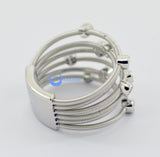 Contemporary Modern Spiral Fashion Ring CONSTANCE Sterling Silver Bezel Set CZ