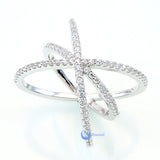 Crossover Fashion Ring CHRISTINA Signity CZ Pave Set Rhodium over Sterling Silver