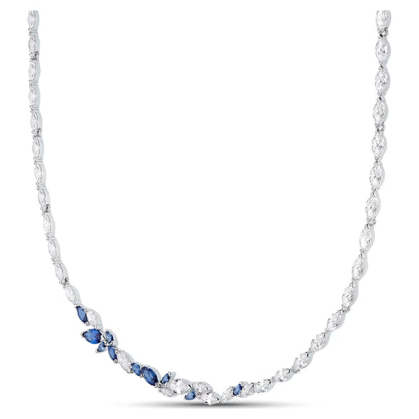 Swarovski Louison All-Around necklace Leaf, Blue, Rhodium Swarovski Louison All-Around necklace Leaf, Blue, Rhodium