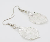 Real Leaf Hook Drop EARRINGS ROSE Genuine LEAF in Sterling Silver
