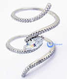 Spiral Fashion Ring PAMELA Signity CZ Pave/Prong Set Rhodium over Sterling Silver