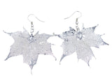Real Leaf Hook Drop EARRINGS Sugar Maple in Sterling Silver Genuine Leaf