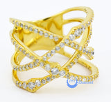 Spiral Crossover Fashion Ring EMILY Signity CZ 24K Gold over Sterling Silver