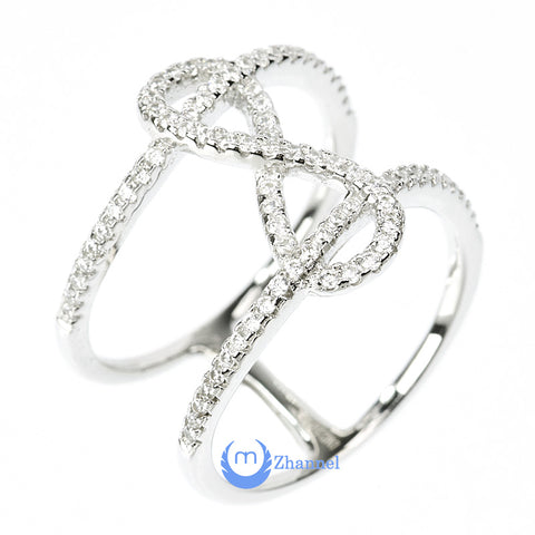 Infinity "8" Ring Double Fashion Ring Pave Signity CZ Rhodium over Sterling Silver