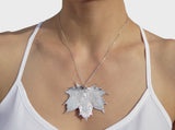 Real Leaf PENDANT with Chain Sugar Maple in Sterling Silver Necklace