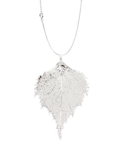 Real Leaf PENDANT with Chain BIRCH Dipped in Sterling Silver Necklace
