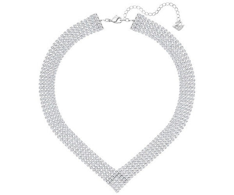Authentic FIT MESH Necklace, White, Palladium plated -5289715