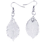 Real Leaf Hook Drop EARRINGS ROSE Genuine LEAF in Sterling Silver
