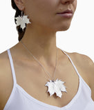 Real Leaf PENDANT with Chain Sugar Maple in Sterling Silver Necklace