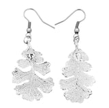 Real Leaf Hook Drop EARRINGS Lacey OAK in Silver Genuine Leaf
