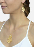 Real Leaf PENDANT with Chain Lacey OAK in 24K Yellow Gold Leaf Necklace