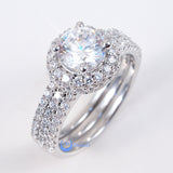 1.25ct Engagement Wedding Set 2 RINGS Signity CZ Pave/Prong Set Sterling Silver