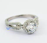 1ct Engagement Solitaire RING w/Accent Signity CZ Rhodium over Sterling Silver - Zhannel
 - 2