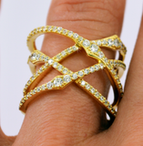 Spiral Crossover Fashion Ring EMILY Signity CZ 24K Gold over Sterling Silver