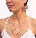 Real Leaf Hook Drop EARRINGS Sugar Maple in Rose Gold Genuine Leaf