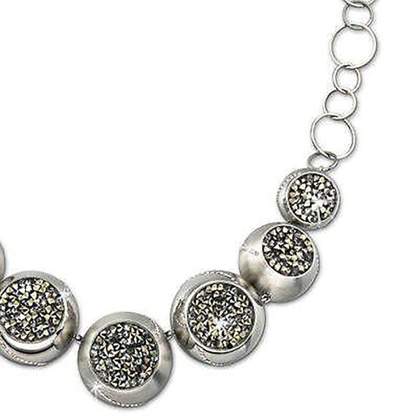 Sterling Silver Circle Pendant Necklace with Crystals from Swarovski 