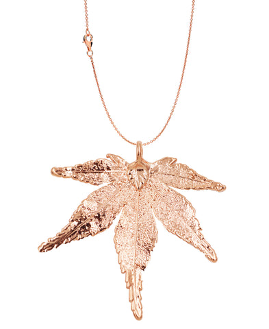 Real Leaf PENDANT with Chain Japanese Maple in Rose Gold Genuine Leaf Necklace