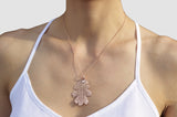 Real Leaf PENDANT with Chain Lacey OAK in Dipped Rose Gold Genuine Leaf Necklace