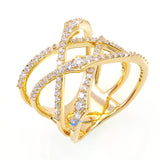 Spiral Crossover Fashion Ring EMILY Signity CZ 24K Gold over Sterling Silver
