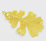 Real Leaf PENDANT with Chain Lacey OAK in 24K Yellow Gold Leaf Necklace