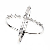 Contemporary Silver Cross X Fashion Ring w/Emerald CZ Sterling Silver
