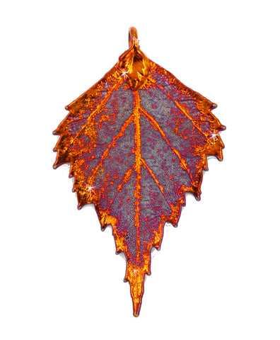 Real Leaf PENDANT BIRCH Dipped in Iridescent Copper Genuine Leaf