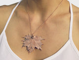 Real Leaf PENDANT with Chain Sugar Maple in Rose Gold Genuine Leaf Necklace