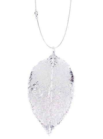 Real Leaf PENDANT with Chain ROSE Genuine LEAF in Sterling Silver Necklace