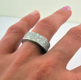Wedding ETERNITY RING 7mm Band Pave Set Signity CZ Rhodium over Sterling Silver
