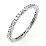 Wedding ETERNITY RING 2mm Band Signity CZ Rhodium over Sterling Silver