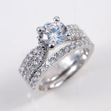 1.25ct Engagement Wedding Set 2 RINGS Signity CZ Pave/Prong Set Sterling Silver