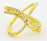Contemporary Gold Crossing Weave Fashion Ring LILLIAN Sterling Silver