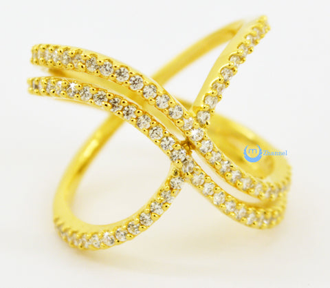 Contemporary Gold Crossing Weave Fashion Ring LILLIAN Sterling Silver
