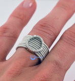 Contemporary Spiral O Circle Silver Fashion Ring YOLANDA Sterling Silver CZ